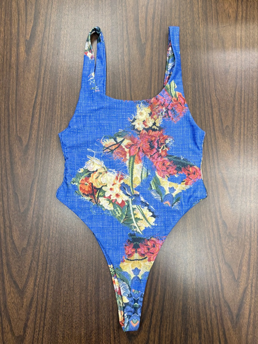 Civil Regime Blue Floral One-Piece Thong Swimsuit/Bodysuit New! Sold Out! Small!